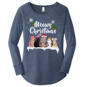 Meowy Christmas Winter Cats Women's Perfect Tri Tunic Long Sleeve Shirt