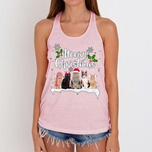 Meowy Christmas Winter Cats Women's Knotted Racerback Tank