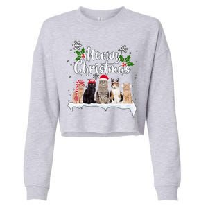 Meowy Christmas Winter Cats Cropped Pullover Crew