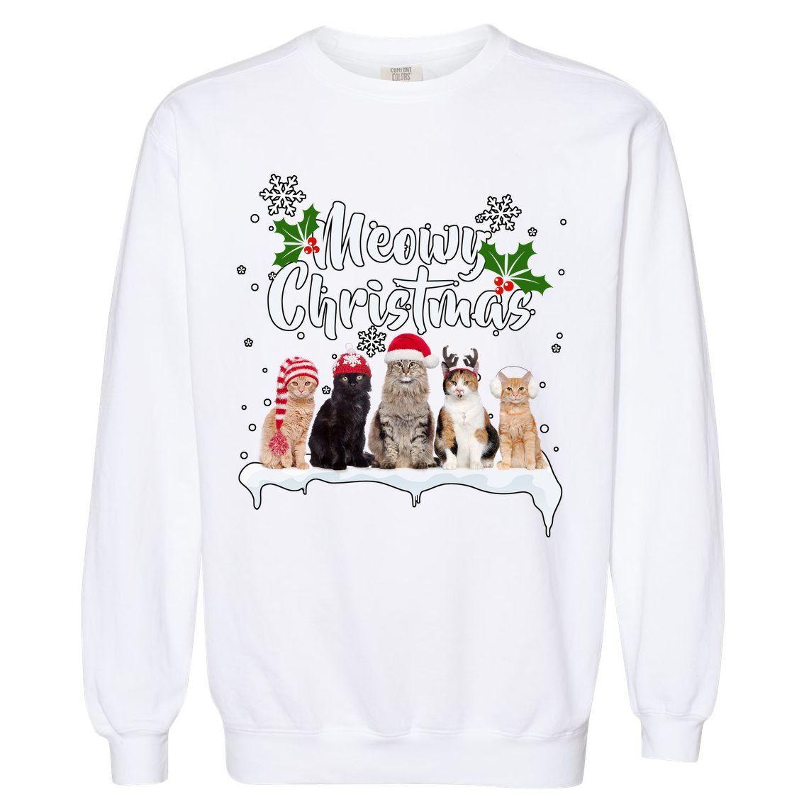 Meowy Christmas Winter Cats Garment-Dyed Sweatshirt