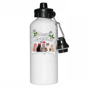 Meowy Christmas Winter Cats Aluminum Water Bottle