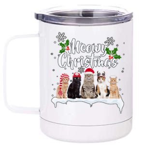 Meowy Christmas Winter Cats 12 oz Stainless Steel Tumbler Cup