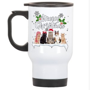 Meowy Christmas Winter Cats Stainless Steel Travel Mug