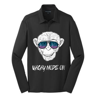 Monkey Equalizer Party Rave Techno Vacation Vacay Mode On Gift Silk Touch Performance Long Sleeve Polo