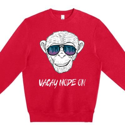 Monkey Equalizer Party Rave Techno Vacation Vacay Mode On Gift Premium Crewneck Sweatshirt