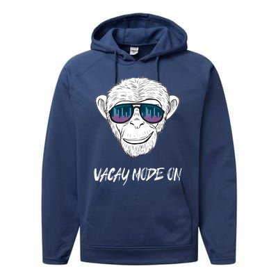 Monkey Equalizer Party Rave Techno Vacation Vacay Mode On Gift Performance Fleece Hoodie