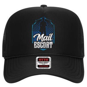 Mail Escort Postal Worker Mailman Courier Postman High Crown Mesh Back Trucker Hat