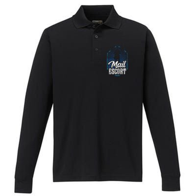 Mail Escort Postal Worker Mailman Courier Postman Performance Long Sleeve Polo