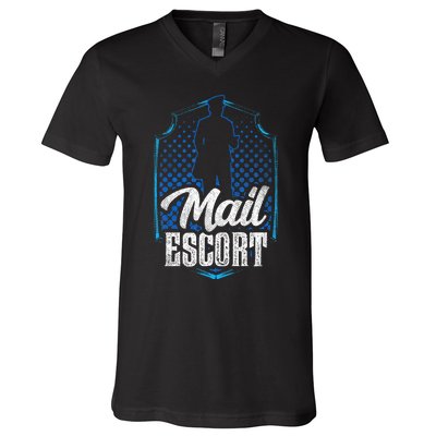 Mail Escort Postal Worker Mailman Courier Postman V-Neck T-Shirt