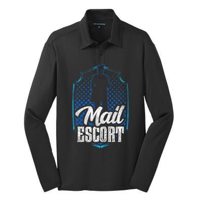 Mail Escort Postal Worker Mailman Courier Postman Silk Touch Performance Long Sleeve Polo