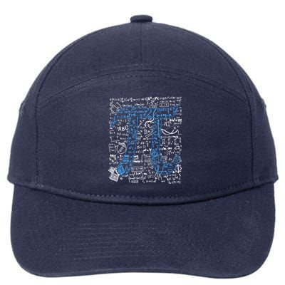 Math Equation Pi Symbol Gift Fun Student Teacher Geek Pi Day Gift 7-Panel Snapback Hat