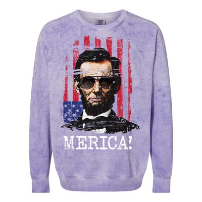 Merica Abe Lincoln Colorblast Crewneck Sweatshirt