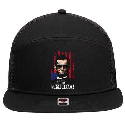 Merica Abe Lincoln 7 Panel Mesh Trucker Snapback Hat