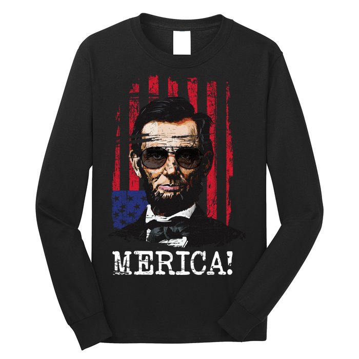 Merica Abe Lincoln Long Sleeve Shirt