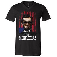 Merica Abe Lincoln V-Neck T-Shirt