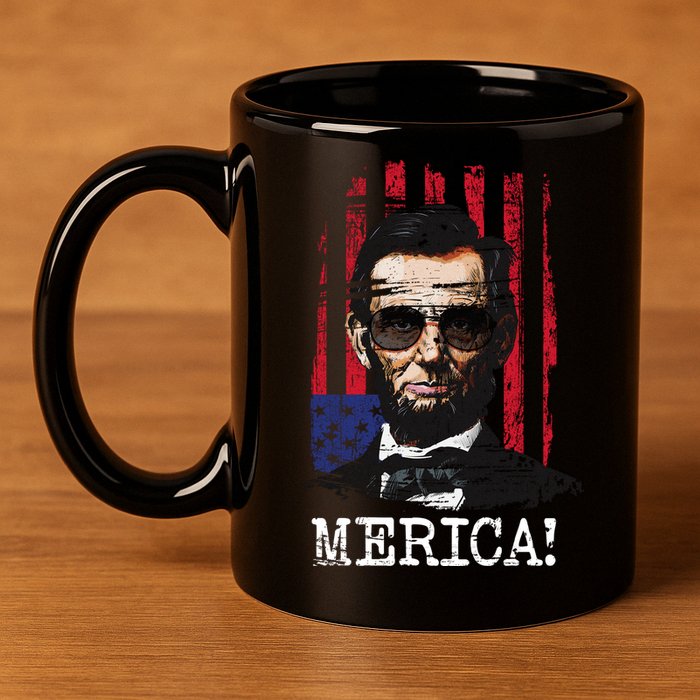 Merica Abe Lincoln 11oz C Handle Ceramic Mug