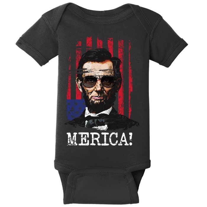 Merica Abe Lincoln Baby Bodysuit