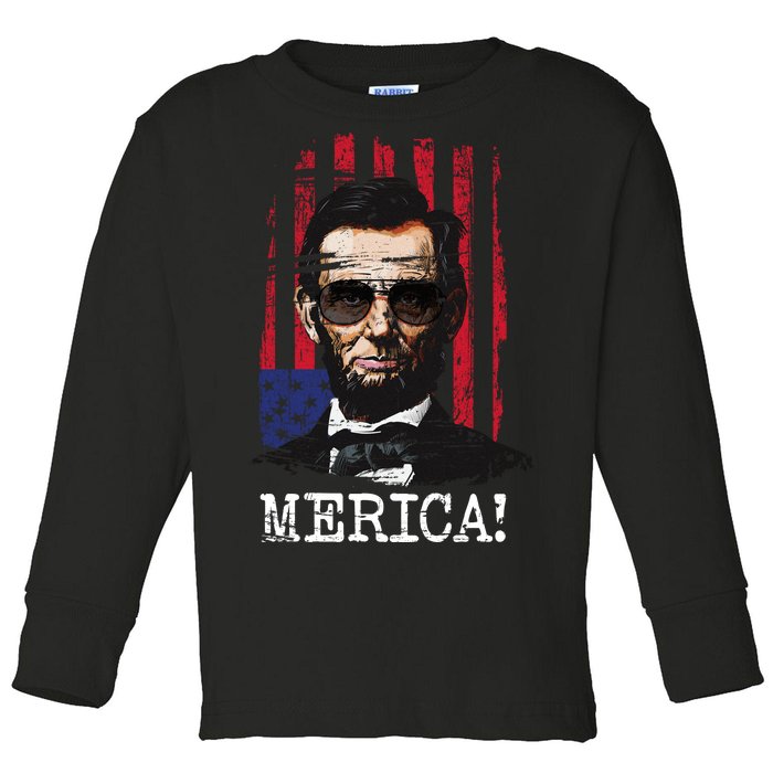 Merica Abe Lincoln Toddler Long Sleeve Shirt