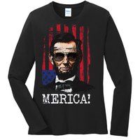 Merica Abe Lincoln Ladies Long Sleeve Shirt