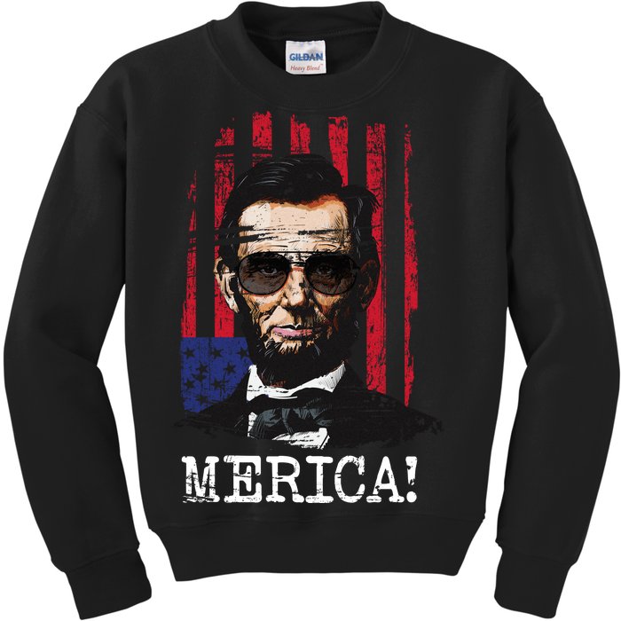 Merica Abe Lincoln Kids Sweatshirt