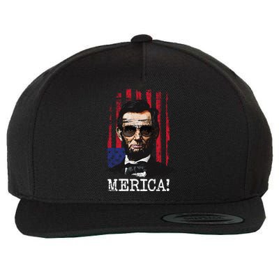 Merica Abe Lincoln Wool Snapback Cap