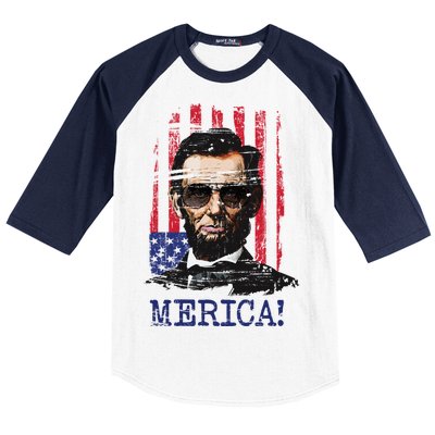 Merica Abe Lincoln Baseball Sleeve Shirt