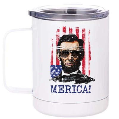 Merica Abe Lincoln 12 oz Stainless Steel Tumbler Cup