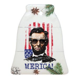 Merica Abe Lincoln Ceramic Bell Ornament