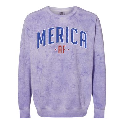 Merica AF Distressed USA Logo Colorblast Crewneck Sweatshirt