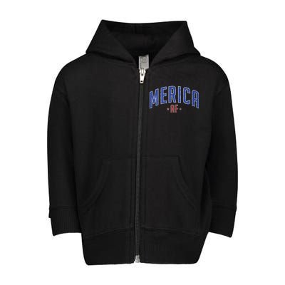 Merica AF Distressed USA Logo Toddler Zip Fleece Hoodie