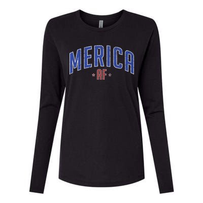 Merica AF Distressed USA Logo Womens Cotton Relaxed Long Sleeve T-Shirt