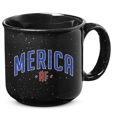 Merica AF Distressed USA Logo 15oz Campfire Ceramic Mug