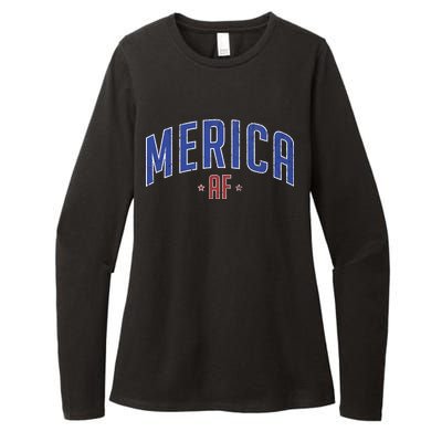 Merica AF Distressed USA Logo Womens CVC Long Sleeve Shirt