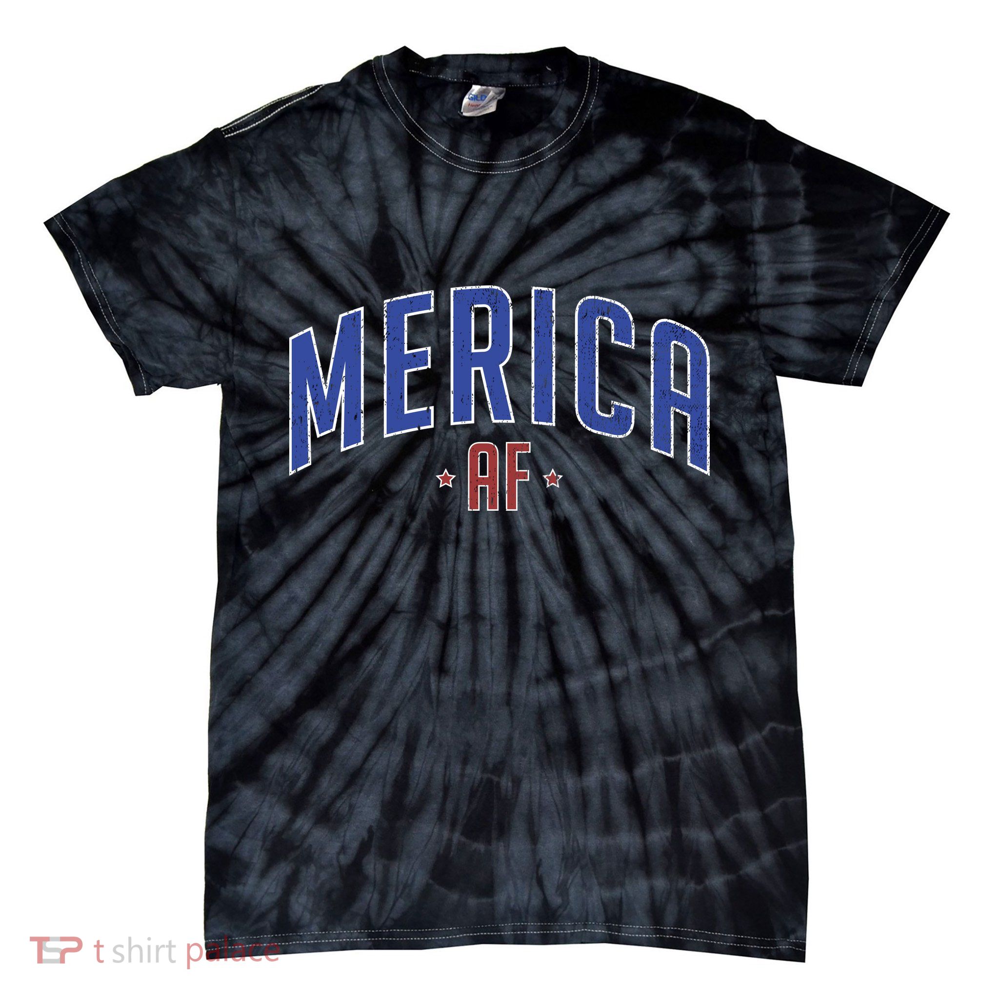 Merica AF Distressed USA Logo Tie-Dye T-Shirt