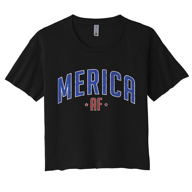 Merica AF Distressed USA Logo Crop Top