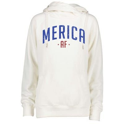 Merica AF Distressed USA Logo Womens Funnel Neck Pullover Hood