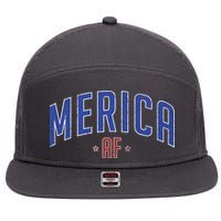 Merica AF Distressed USA Logo 7 Panel Mesh Trucker Snapback Hat