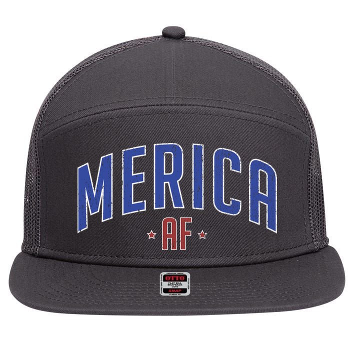 Merica AF Distressed USA Logo 7 Panel Mesh Trucker Snapback Hat