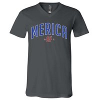 Merica AF Distressed USA Logo V-Neck T-Shirt