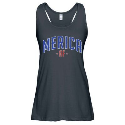 Merica AF Distressed USA Logo Ladies Essential Flowy Tank