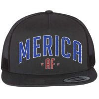 Merica AF Distressed USA Logo Flat Bill Trucker Hat