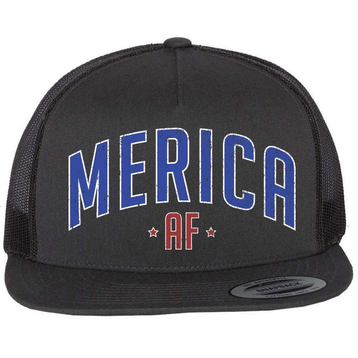 Merica AF Distressed USA Logo Flat Bill Trucker Hat