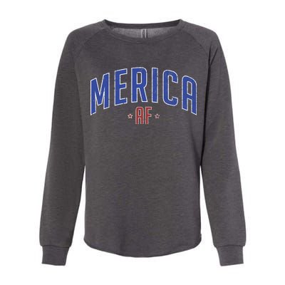 Merica AF Distressed USA Logo Womens California Wash Sweatshirt