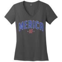 Merica AF Distressed USA Logo Women's V-Neck T-Shirt