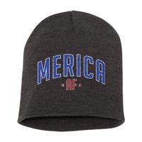 Merica AF Distressed USA Logo Short Acrylic Beanie