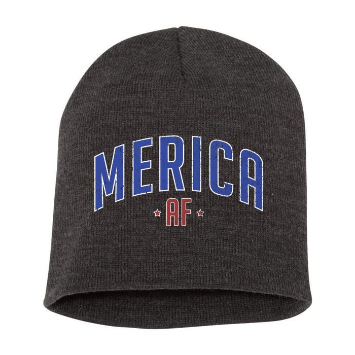 Merica AF Distressed USA Logo Short Acrylic Beanie