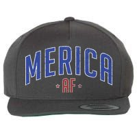 Merica AF Distressed USA Logo Wool Snapback Cap