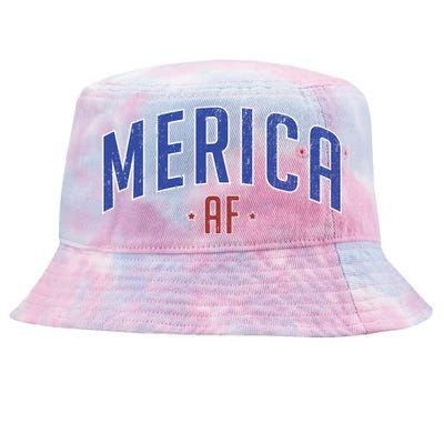 Merica AF Distressed USA Logo Tie-Dyed Bucket Hat