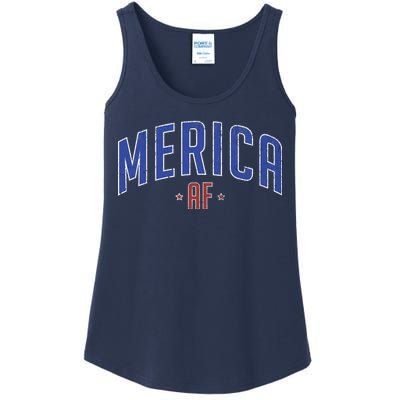 Merica AF Distressed USA Logo Ladies Essential Tank