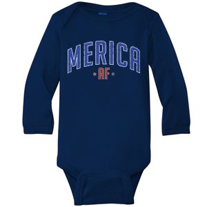 Merica AF Distressed USA Logo Baby Long Sleeve Bodysuit